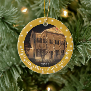 ERSTE CHRISTMAS NEUE ZUHAUSE 2 Foto Lights Gold Keramik Ornament
