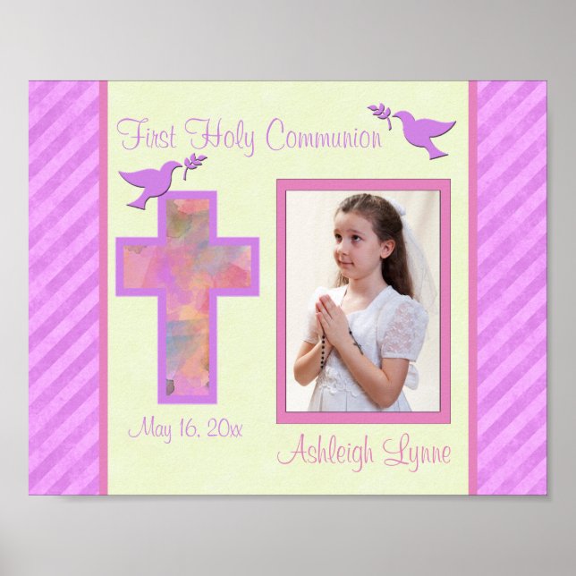 Erste Communion 8"x10" Foto Frame Insert - Girl Poster (Vorne)