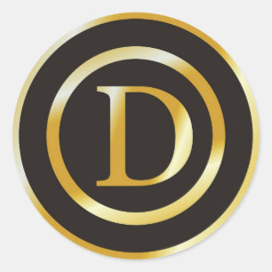Erste D Gold Monogram Wedding Stickers