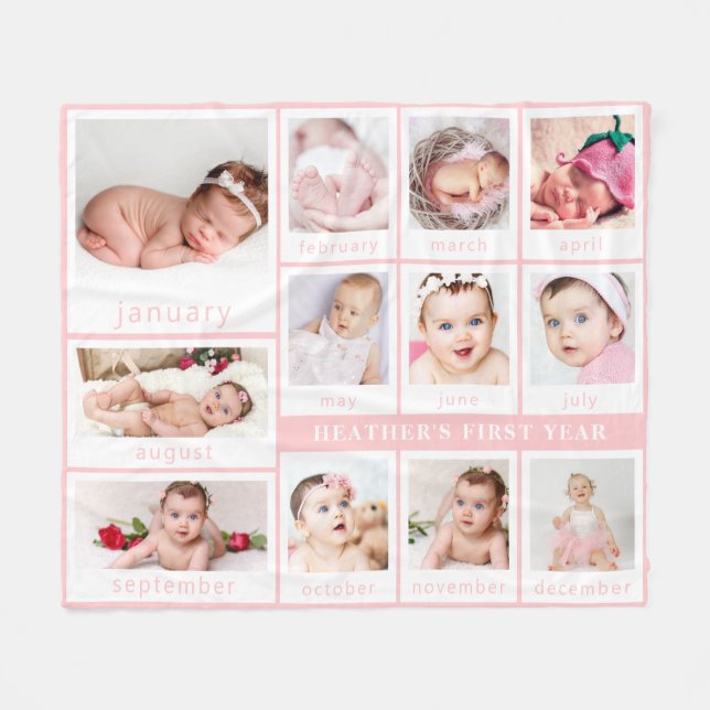 Erste das Jahr-Fotos des Minimalistischen rosa Fleecedecke (Vorderseite (Horizontal))