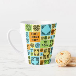 Erste Dinge Erste Teepause! Funny Orange & Green Milchtasse
