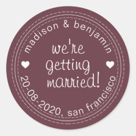 Erste Ehe Rett Date Burgundy Umschlag Aufkleber