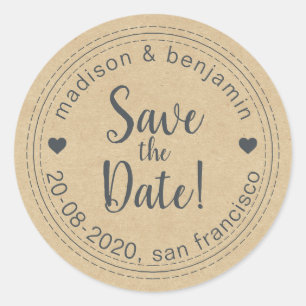 Erste Ehe Save the Date Kraft Umschlag Aufkleber
