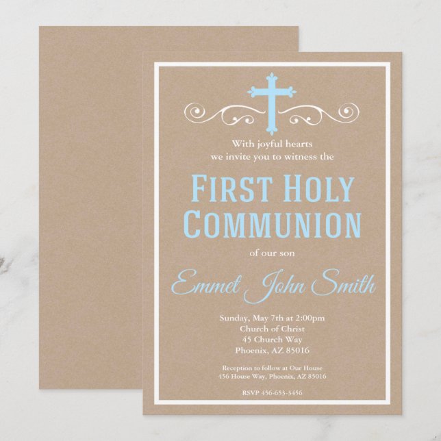 Erste Einladung der Heiligen Kommunion, Erste Komm (Vorne/Hinten)