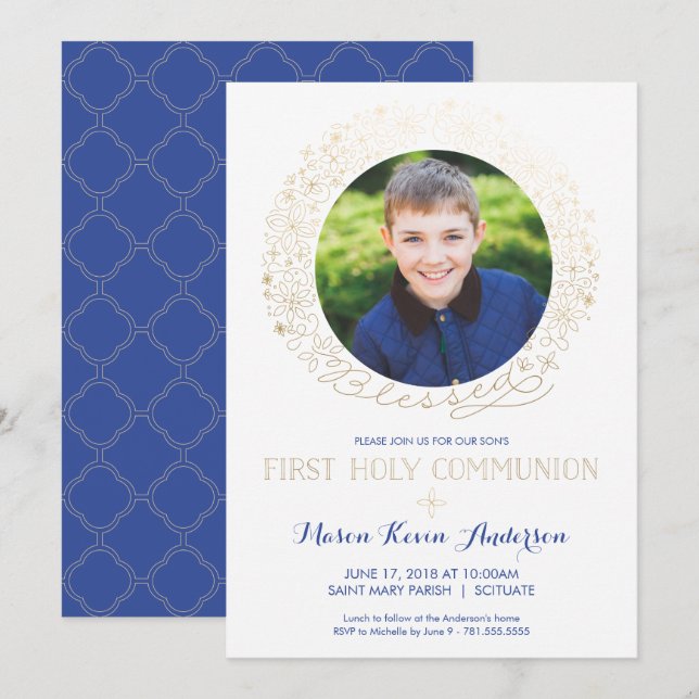 Erste Einladung des Heiligen Kommunion Fotos mit G (Vorne/Hinten)