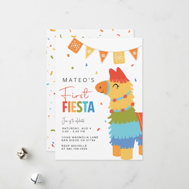 Erste Einladung von Fiesta zum Geburtstag ・ Piñata (Vorderseite/Rückseite Beispiel)