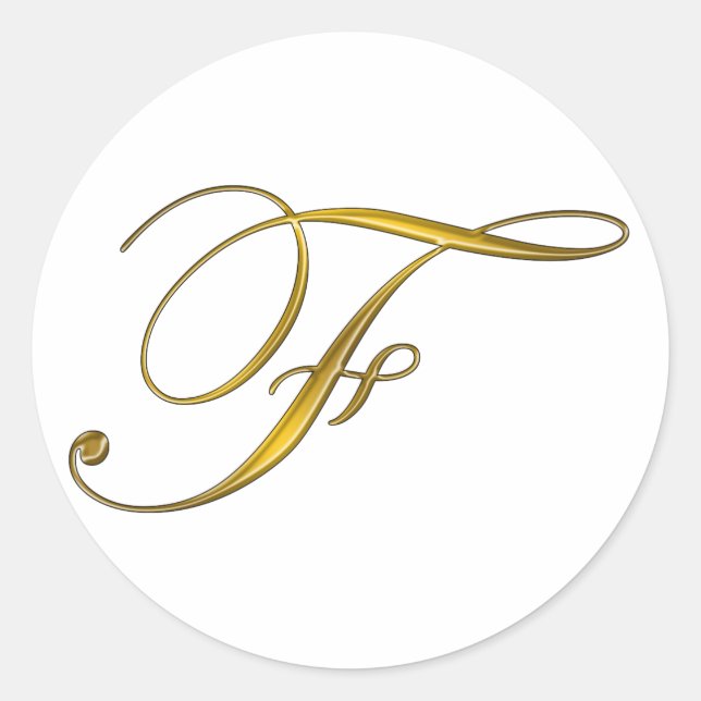 Erste F-Aufkleber für Gold Monogram Runder Aufkleber (Vorderseite)