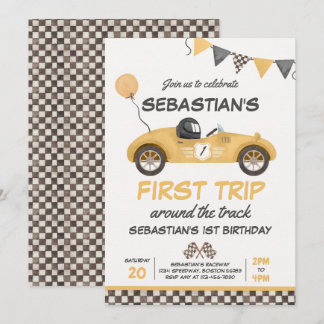 Erste Fahrt mit dem Rennwagen am 1. Geburtstag Einladung