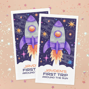 Erste Fahrt um das Sun Rocket Ship Weltraum Serviette