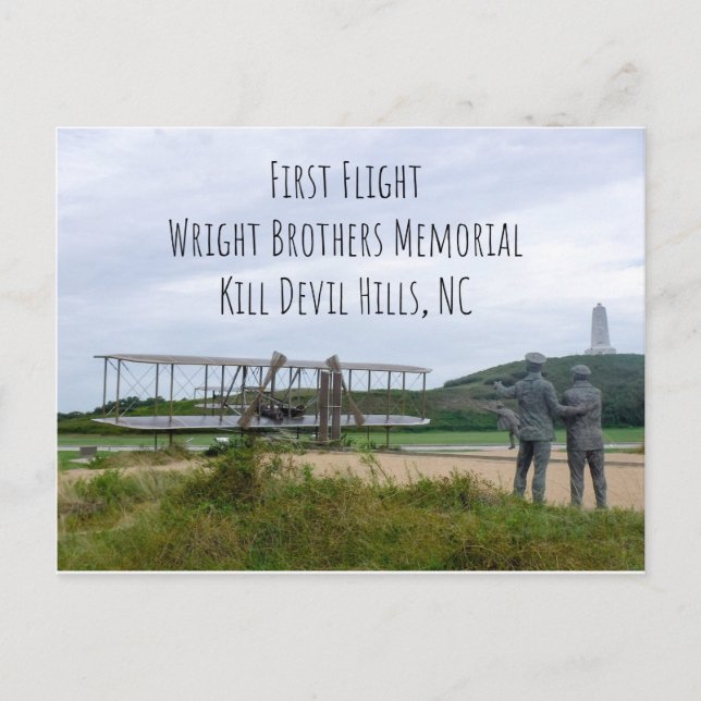 Erste Flug Wright Brothers Monument Post Card Postkarte (Vorderseite)