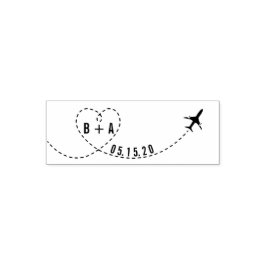 Erste Flüge mit Flugzeug Hochzeitdatum Personalisi Permastempel