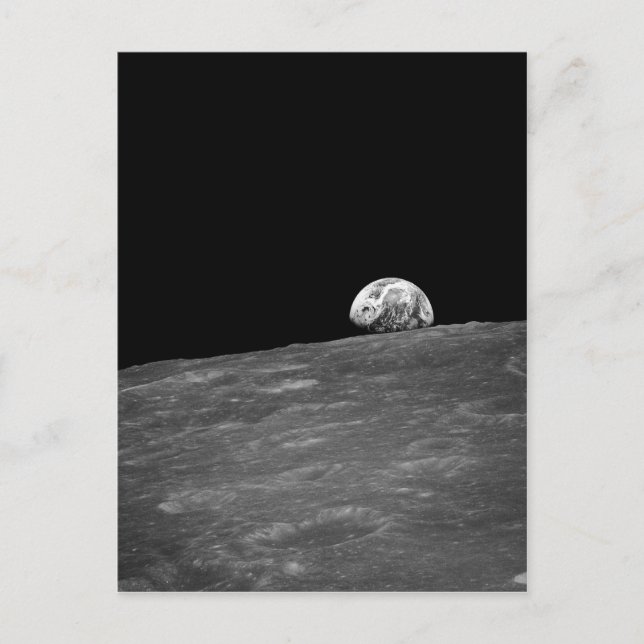 Erste Fotografie eines Erdbebens von Apollo 8 Postkarte (Vorderseite)