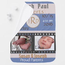 Erste Fotos Filmstreifen Personalisiert antikblau Babydecke