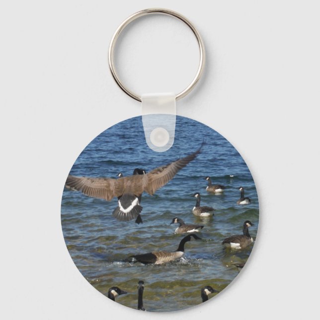 Erste Gänse zum Fliegen, Gänse am Arrowhad-See Schlüsselanhänger (Vorderseite)
