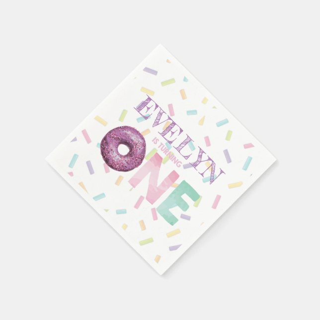Erste Geburtstags-Doughnut-Party Personalisiert Serviette (Ecke)