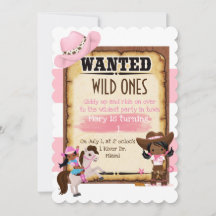 Erste Geburtstagsfeier Einladung Wild West Cowgirl