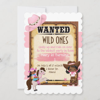 Erste Geburtstagsfeier Einladung Wild West Cowgirl
