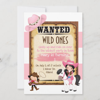Erste Geburtstagsfeier Einladung Wild West Cowgirl