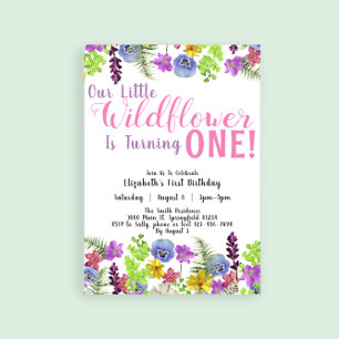 Erste Geburtstagskarte Kleine Wildblume Floral Gir Einladung