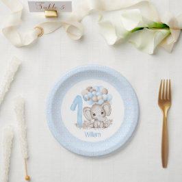 Erste Geburtstagskinder Elephant Blue Paper Teller