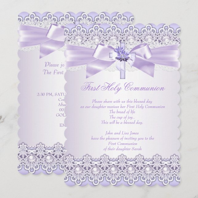 Erste GemeindeGirls Cross Lavender Lila 2 Einladung (Vorne/Hinten)