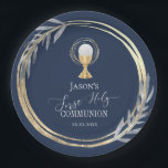 Erste Goldfolie der Heiligen Kommunion Blau und Im Pappteller<br><div class="desc">Erste Teller der heiligen Kommunion</div>
