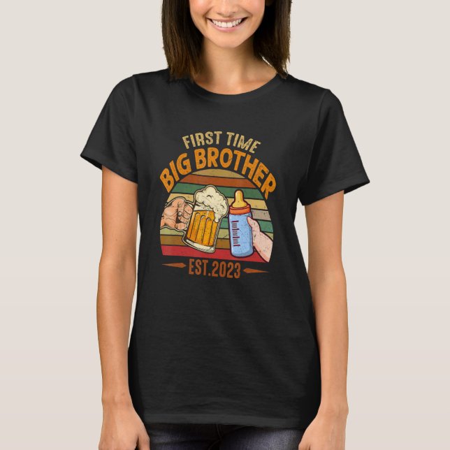 Erste große Brüder Est 2023 Schwangerschaftsankünd T-Shirt (Vorderseite)