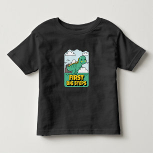 Erste große Schritte Dinosaurier Kids Milestone Kl Kleinkind T-shirt