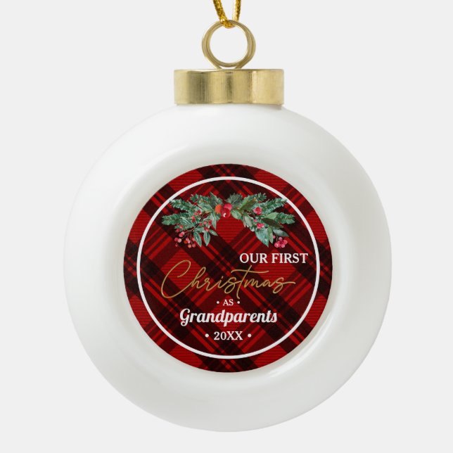 Erste Großeltern-Marke Keramik Kugel-Ornament (Vorderseite)