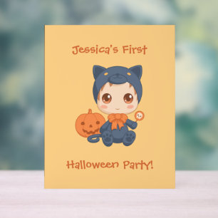 Erste Halloween Baby Black Cat Party Einladung Acrylschild