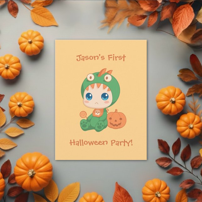 Erste Halloween Baby Dragon Party Einladung Postkarte (Von Creator hochgeladen)