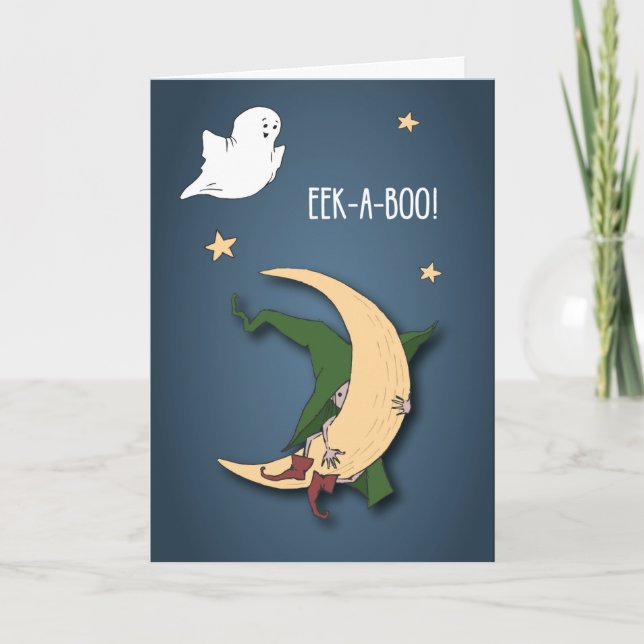 Erste Halloween Baby Flüchtige Blick A Boo Hexe mi Karte (Vorderseite)