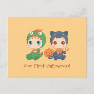 Erste Halloween Baby Twins Party Einladung Postkarte