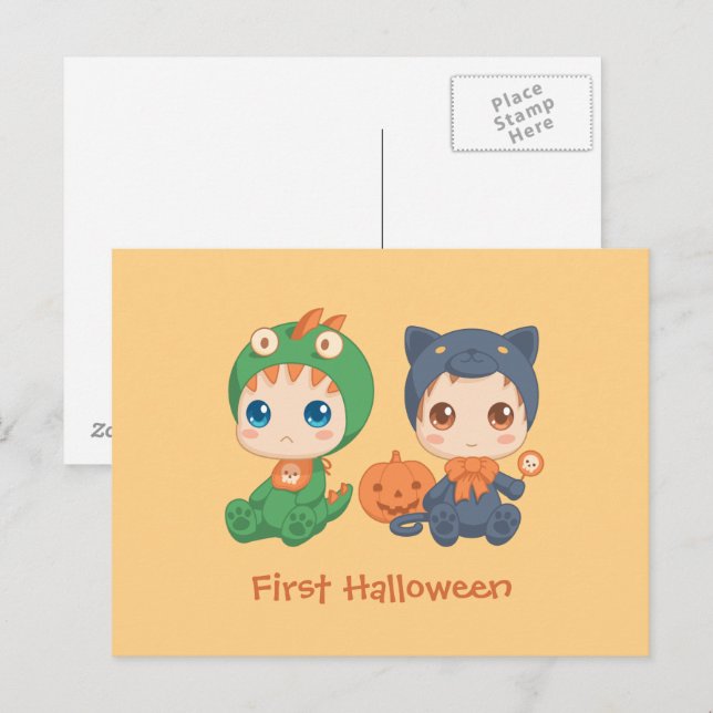 Erste Halloween Babys Black Cat Dragon Costume Postkarte (Vorne/Hinten)