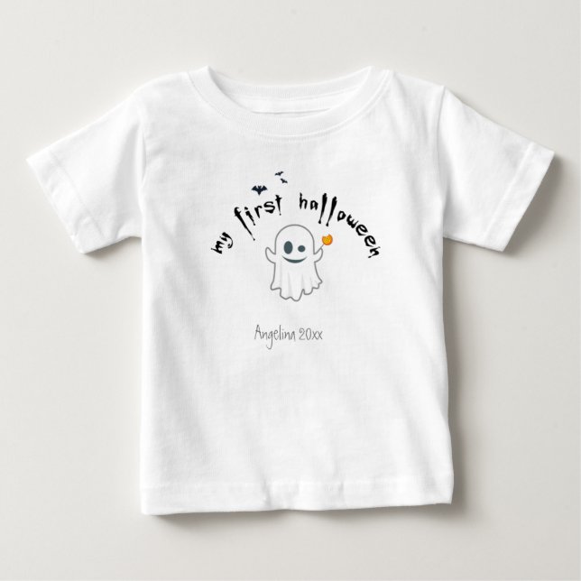 Erste Halloween Custom Niedlich Ghost Baby T-shirt (Vorderseite)