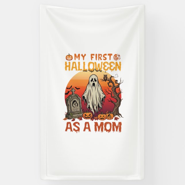 Erste Halloween-Mutter-Geist-Grabstein-Kürbis_1 Banner (Vertikal)