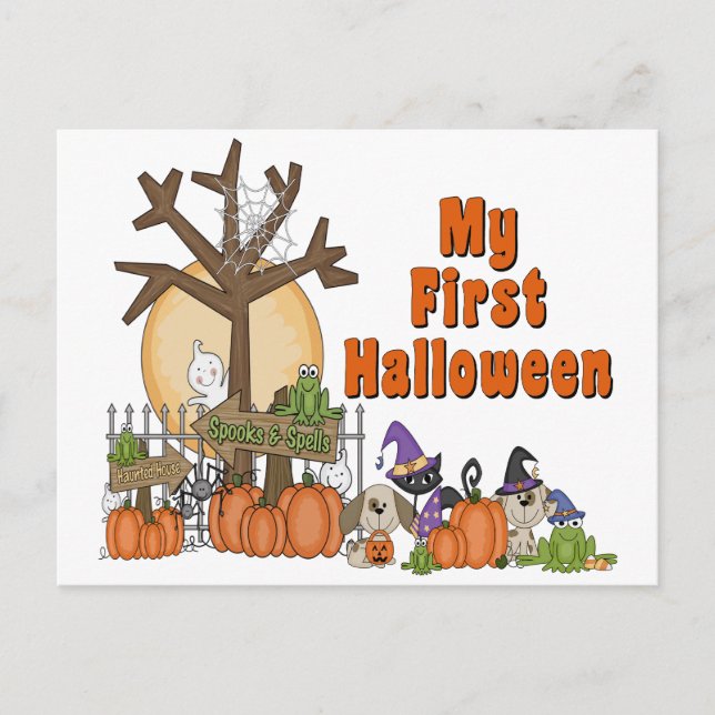 Erste Halloween Niedlich & Spooky Postkarte (Vorderseite)