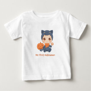 Erste Halloween-Niedliche Baby-Black-Cat-Tracht Baby T-shirt