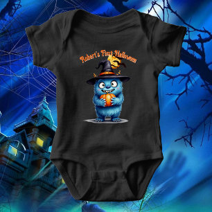 Erste Halloween-Niedliche Monsterbezeichnung anpas Baby Strampler