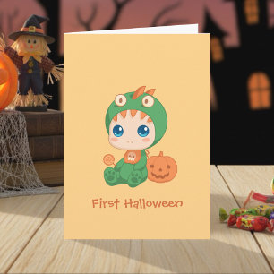 Erste Halloween-Niedliches Baby Dragon-Dinosaurier Karte