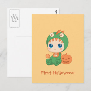 Erste Halloween-Niedliches Baby Dragon-Dinosaurier Postkarte