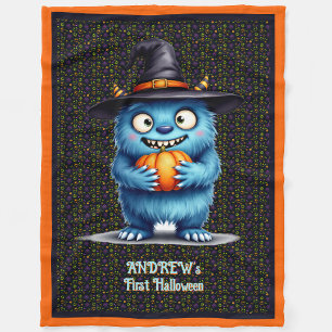 Erste Halloween Personalienname Niedlich Monster Fleecedecke