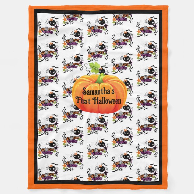 Erste Halloween Personalize Name Niedlich Baby Fle Fleecedecke (Von Creator hochgeladen)