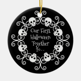 Erste Halloween-Schädelkranz Keramik Ornament
