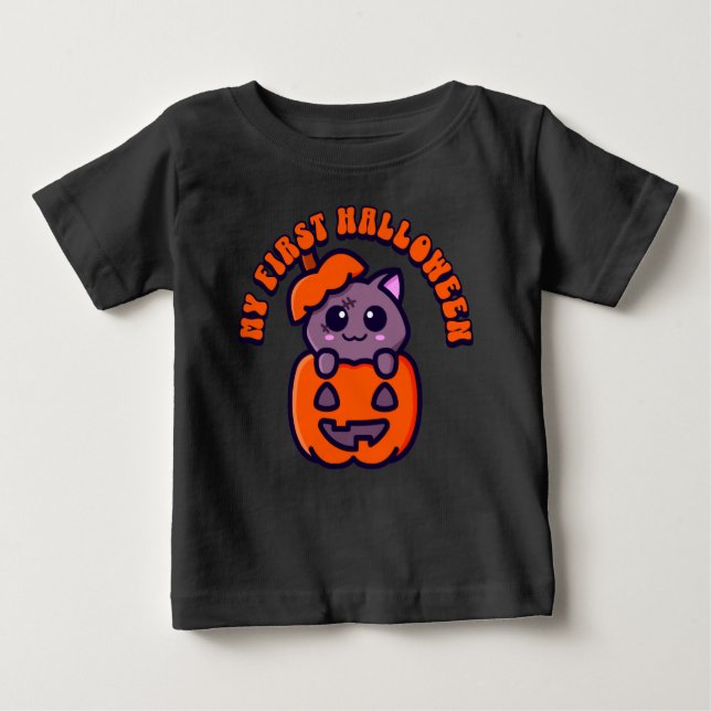 Erste Halloween Zombie Cat Baby T-shirt (Vorderseite)