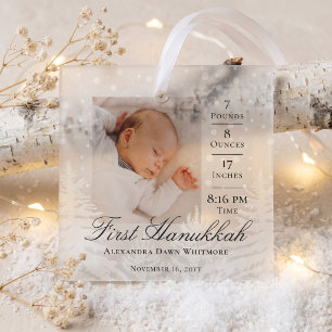Erste Hanukkah-Baby-Geburtsstatistiken & Foto-Ande Ornament Aus Glas