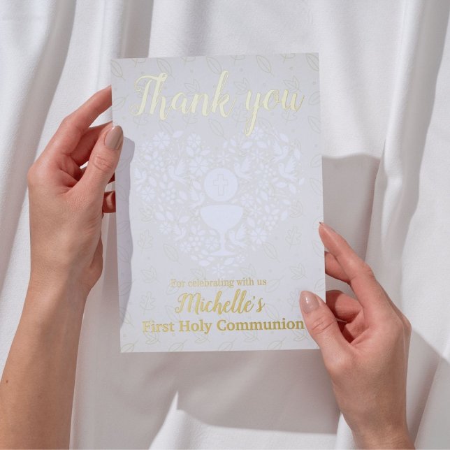 Erste heilige Kommune Dankeschön Karte (Complete the celebration of your child's First Holy Communion with this scripture thank you card!)