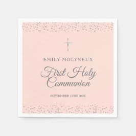 Erste heilige Kommune Rosa Rosa Silberenstardust Serviette