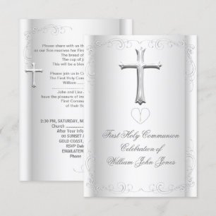 Erste heilige Kommune Weißes Silberneutrales Mädch Einladung