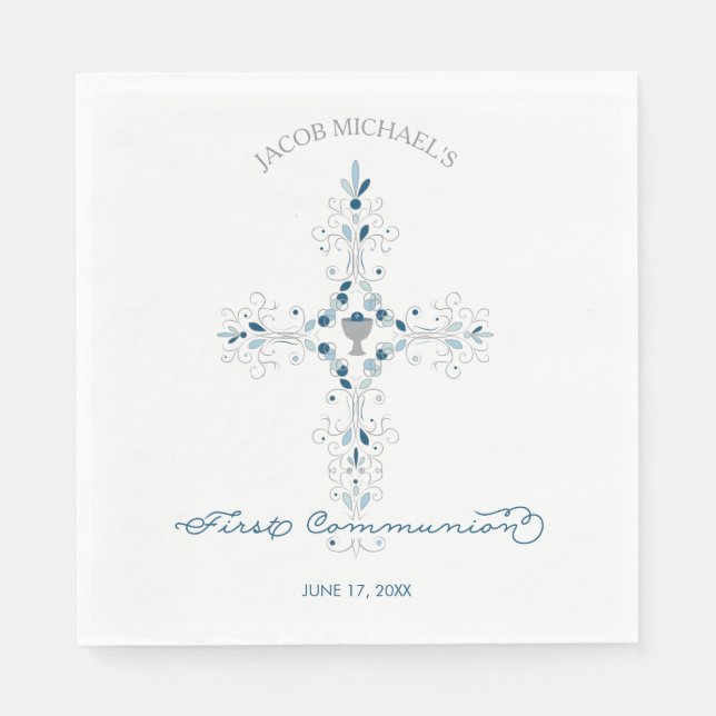 Erste heilige Kommune Zollpapier Napkins - Junge Serviette (Vorderseite)